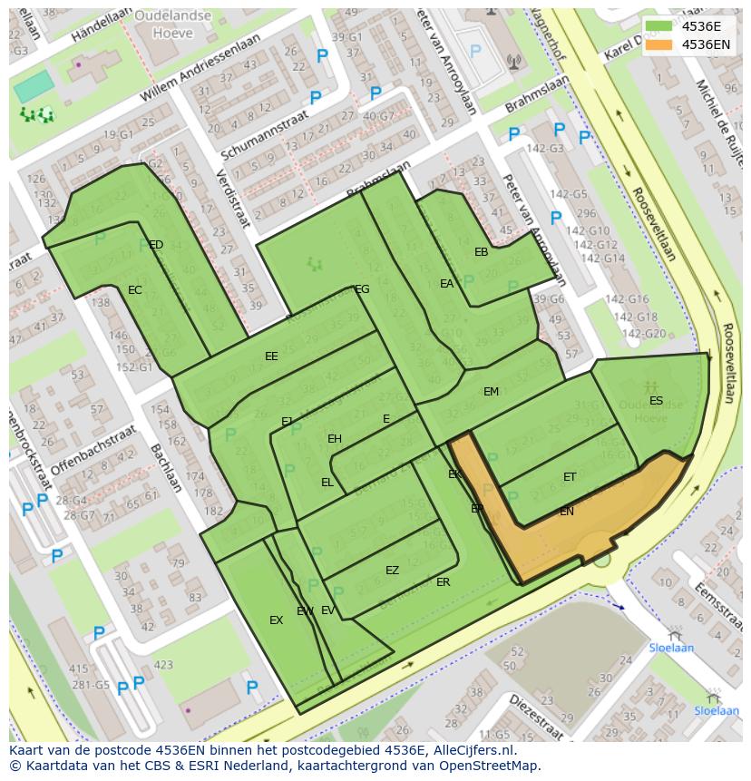 Afbeelding van het postcodegebied 4536 EN op de kaart.