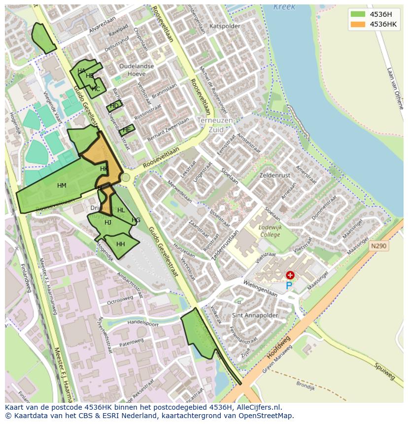 Afbeelding van het postcodegebied 4536 HK op de kaart.