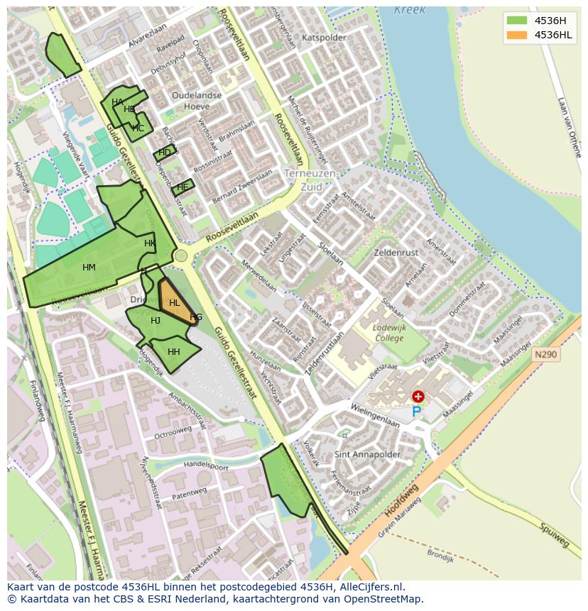 Afbeelding van het postcodegebied 4536 HL op de kaart.