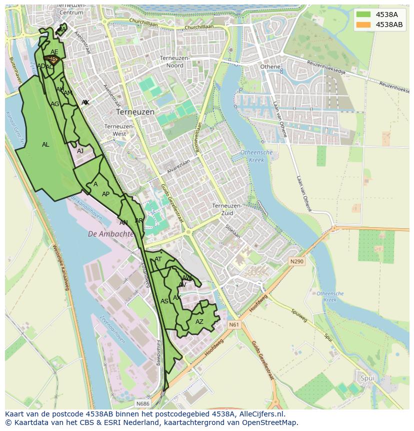 Afbeelding van het postcodegebied 4538 AB op de kaart.