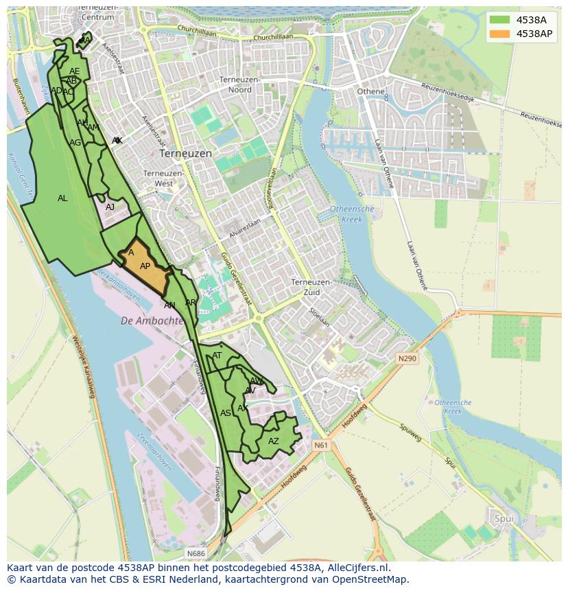 Afbeelding van het postcodegebied 4538 AP op de kaart.