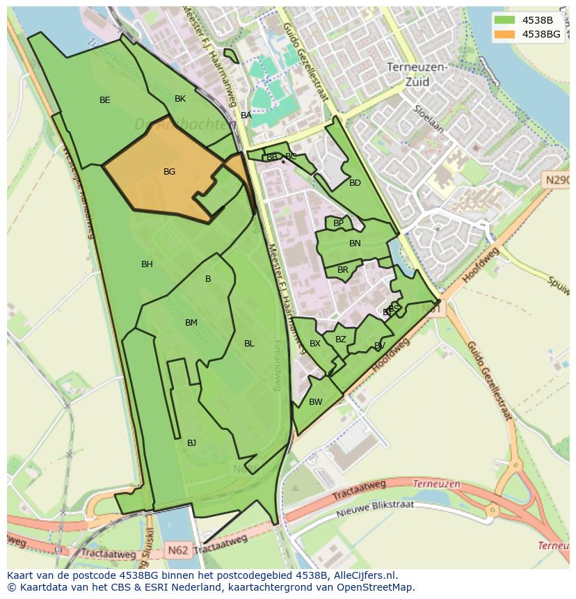 Afbeelding van het postcodegebied 4538 BG op de kaart.