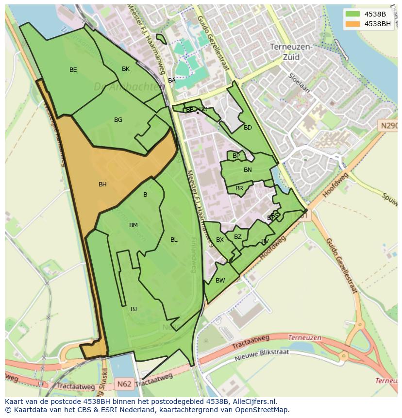 Afbeelding van het postcodegebied 4538 BH op de kaart.