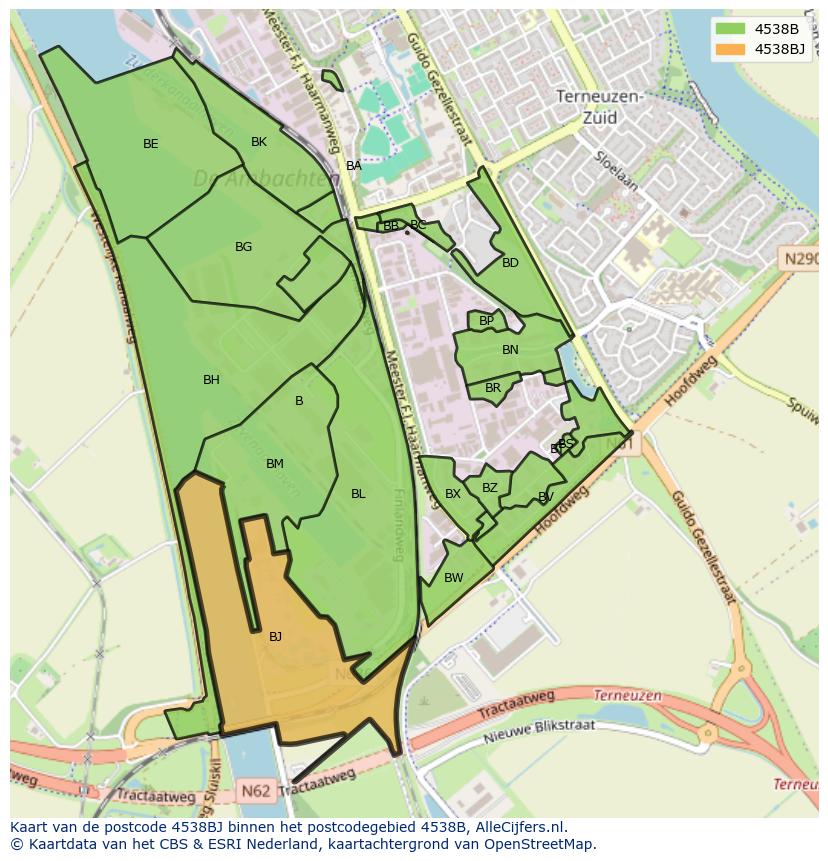 Afbeelding van het postcodegebied 4538 BJ op de kaart.