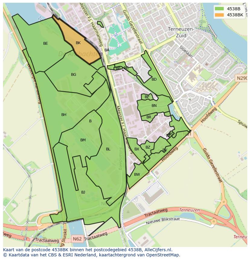 Afbeelding van het postcodegebied 4538 BK op de kaart.