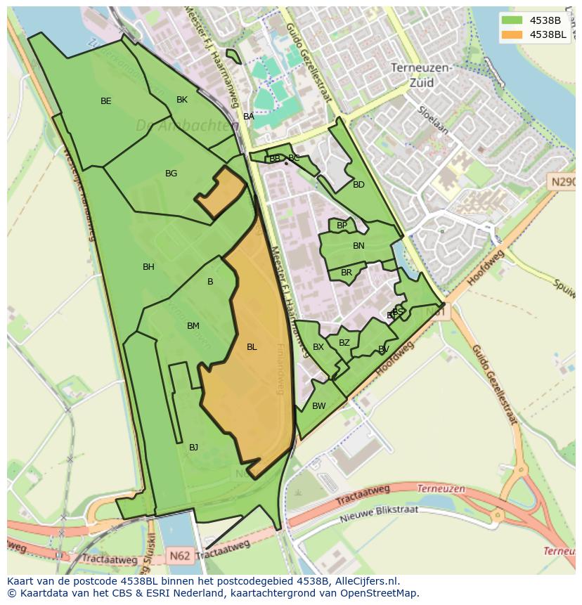 Afbeelding van het postcodegebied 4538 BL op de kaart.