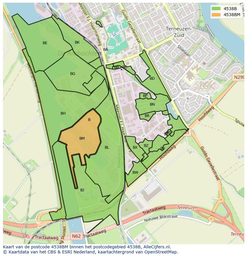 Afbeelding van het postcodegebied 4538 BM op de kaart.