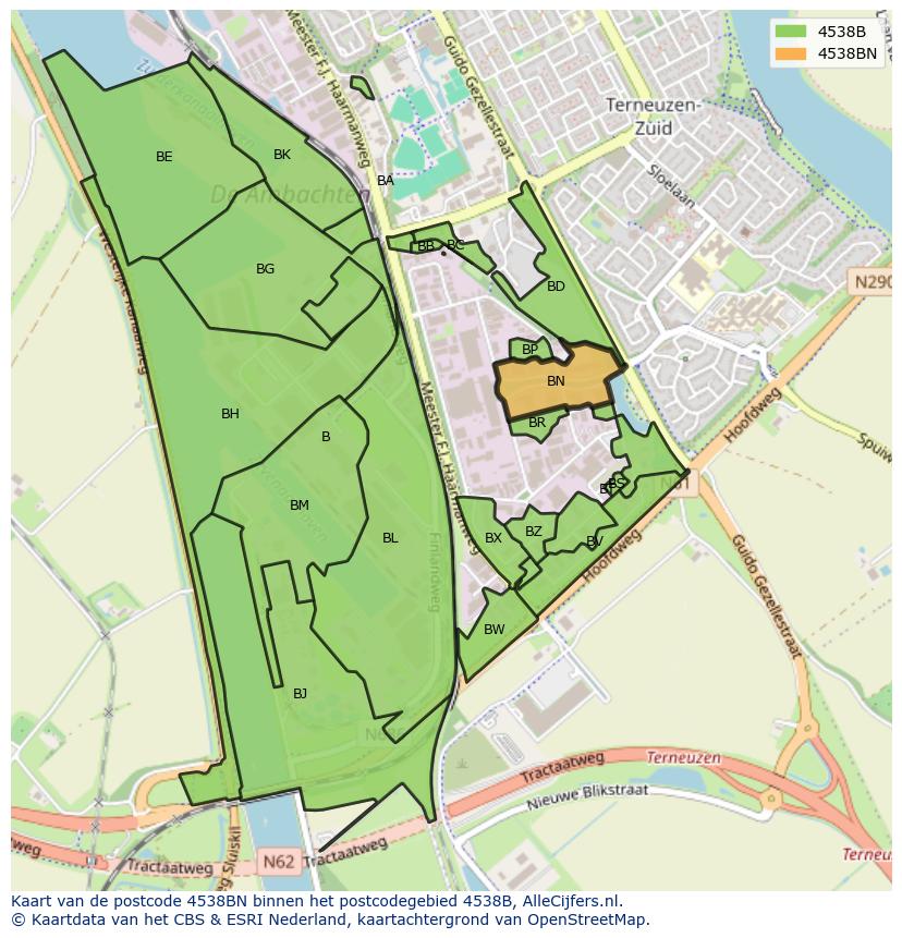 Afbeelding van het postcodegebied 4538 BN op de kaart.