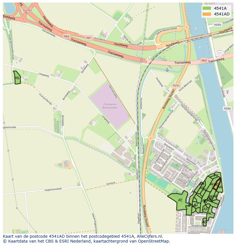 Afbeelding van het postcodegebied 4541 AD op de kaart.