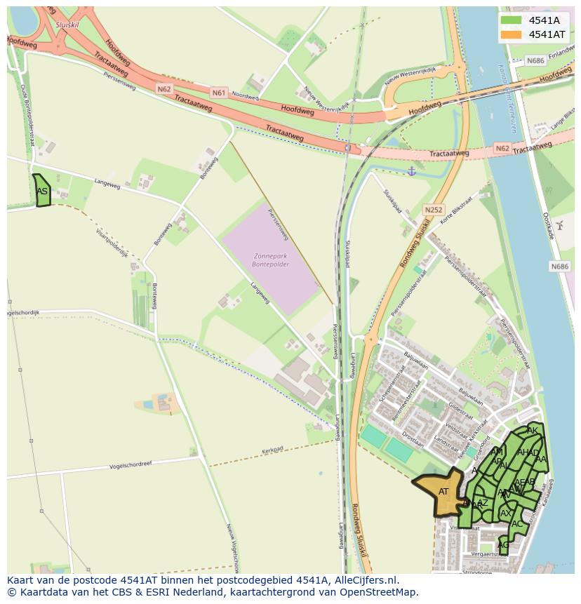 Afbeelding van het postcodegebied 4541 AT op de kaart.