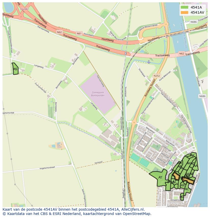 Afbeelding van het postcodegebied 4541 AV op de kaart.