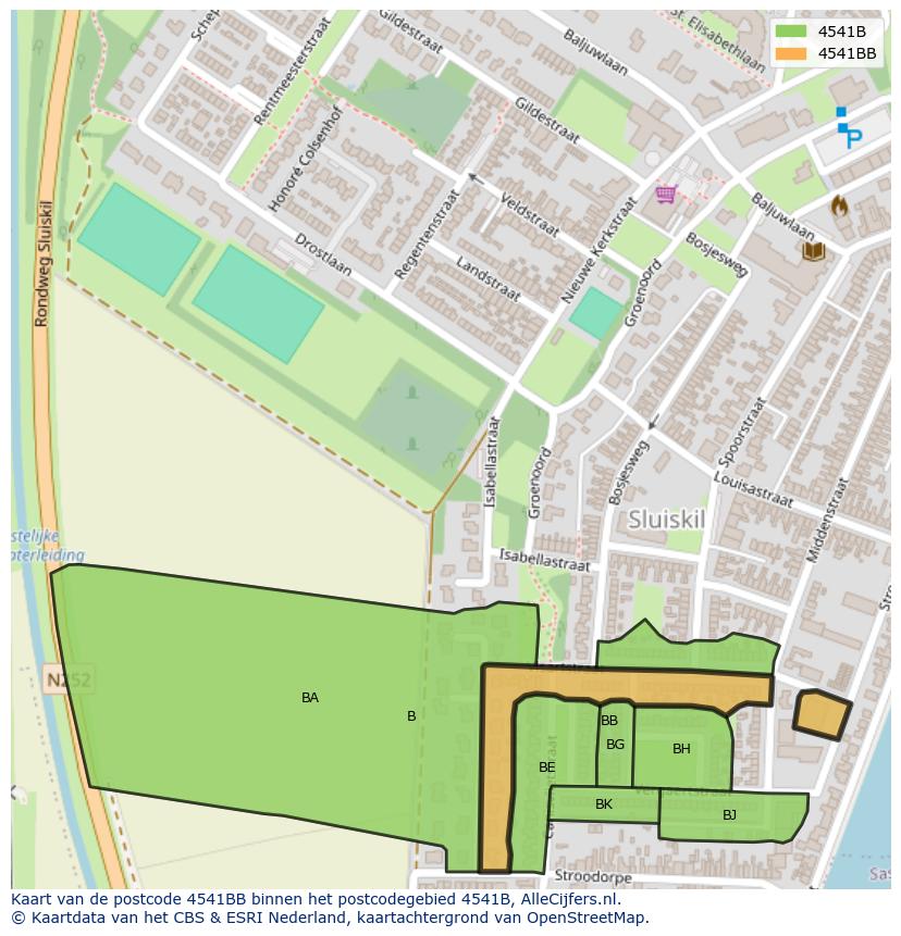 Afbeelding van het postcodegebied 4541 BB op de kaart.