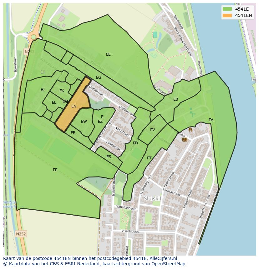 Afbeelding van het postcodegebied 4541 EN op de kaart.