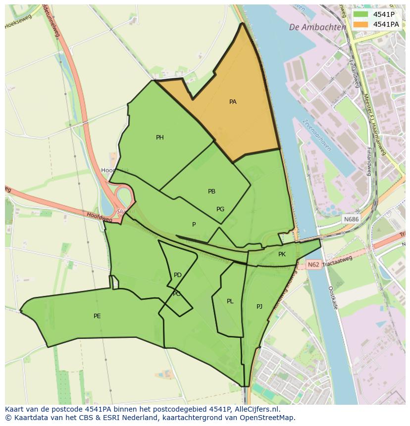 Afbeelding van het postcodegebied 4541 PA op de kaart.