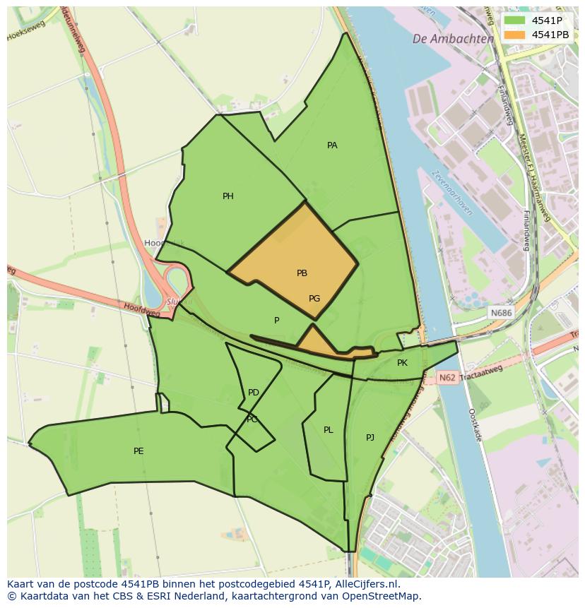Afbeelding van het postcodegebied 4541 PB op de kaart.