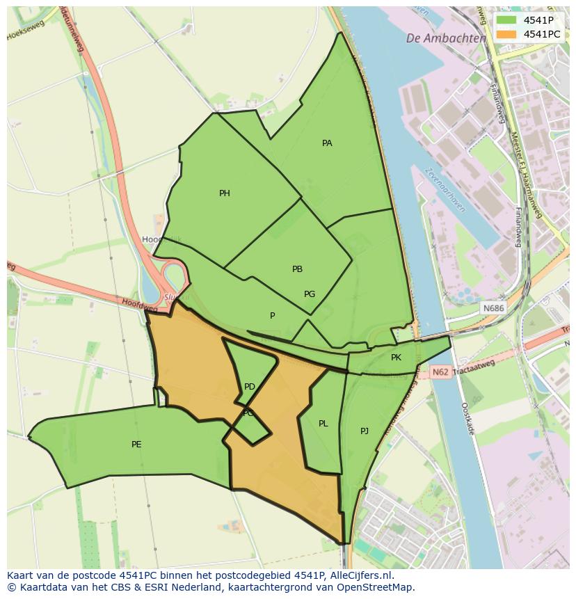 Afbeelding van het postcodegebied 4541 PC op de kaart.