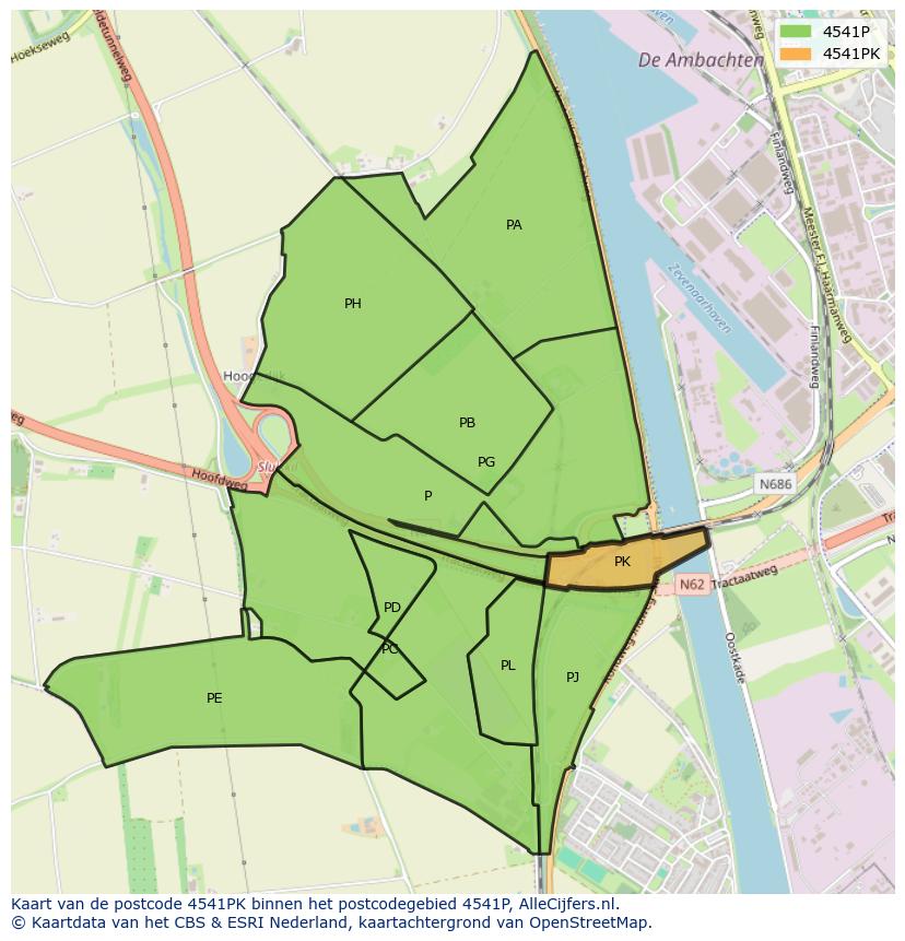 Afbeelding van het postcodegebied 4541 PK op de kaart.