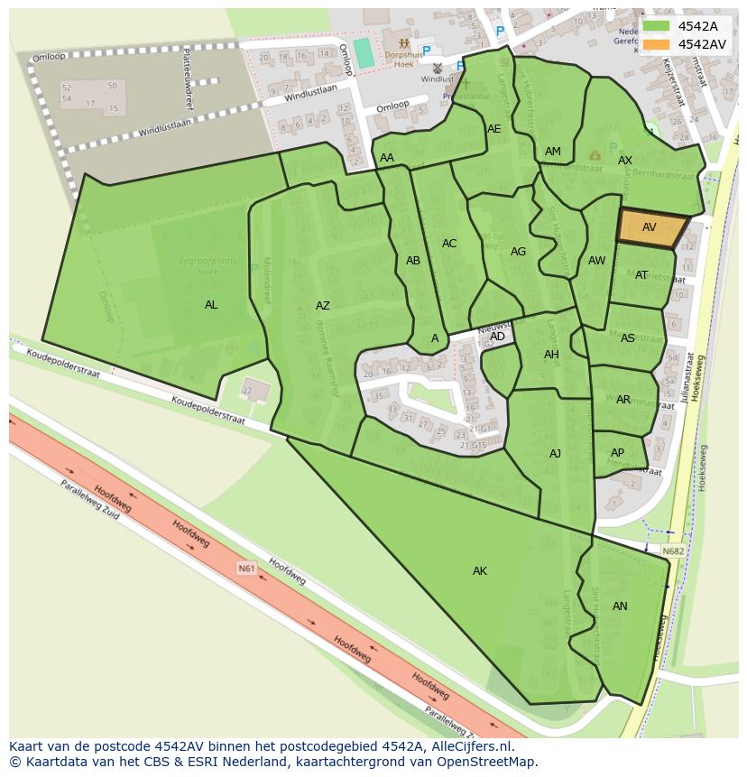 Afbeelding van het postcodegebied 4542 AV op de kaart.