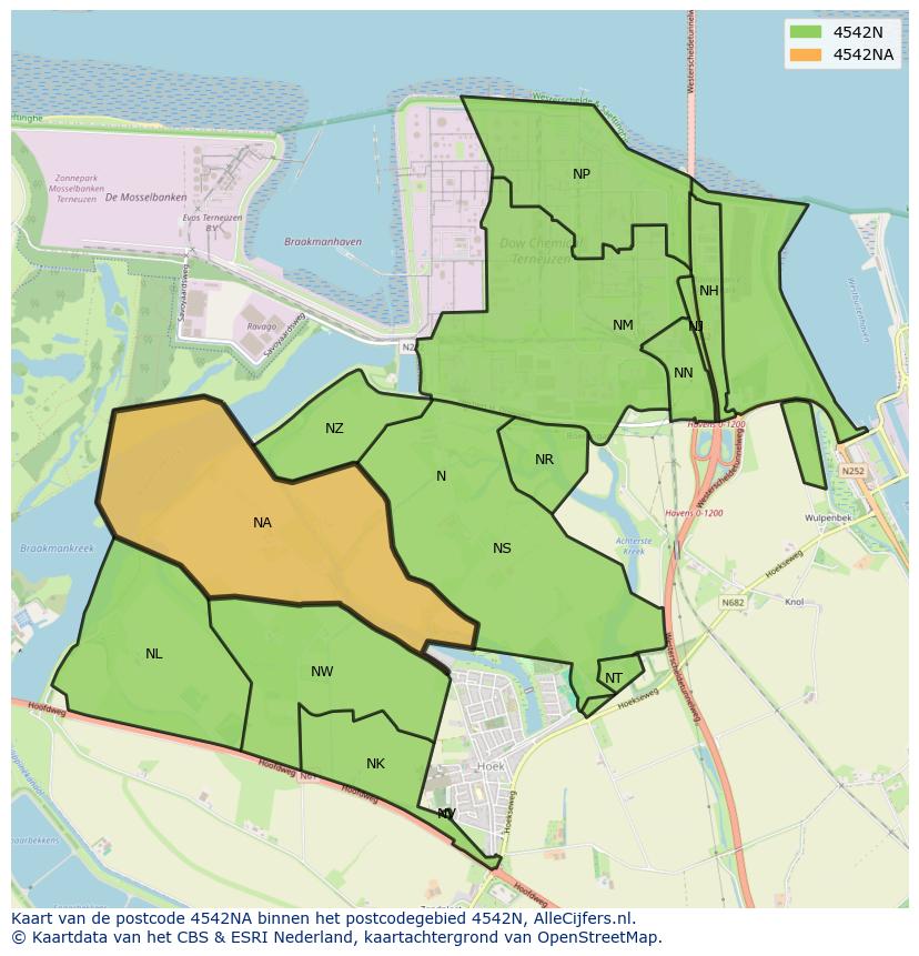 Afbeelding van het postcodegebied 4542 NA op de kaart.
