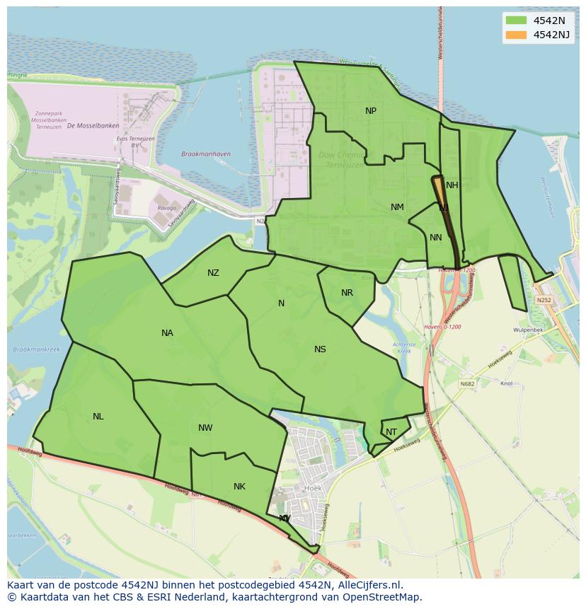 Afbeelding van het postcodegebied 4542 NJ op de kaart.