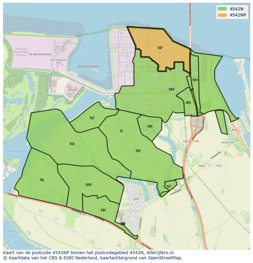 Afbeelding van het postcodegebied 4542 NP op de kaart.