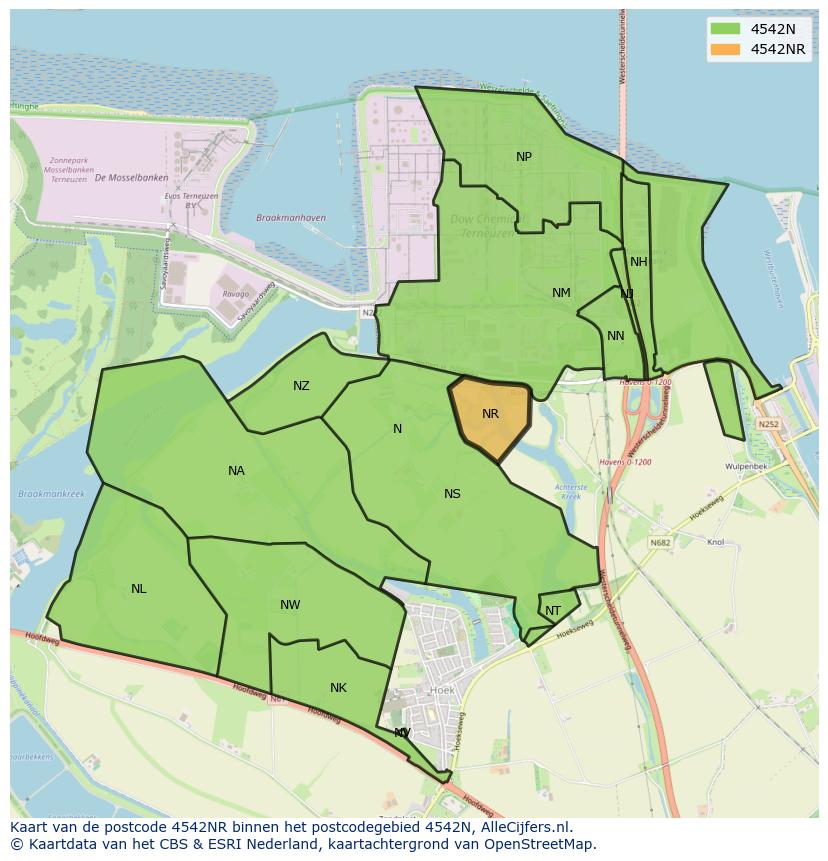 Afbeelding van het postcodegebied 4542 NR op de kaart.