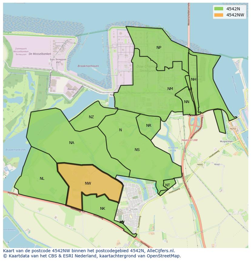 Afbeelding van het postcodegebied 4542 NW op de kaart.