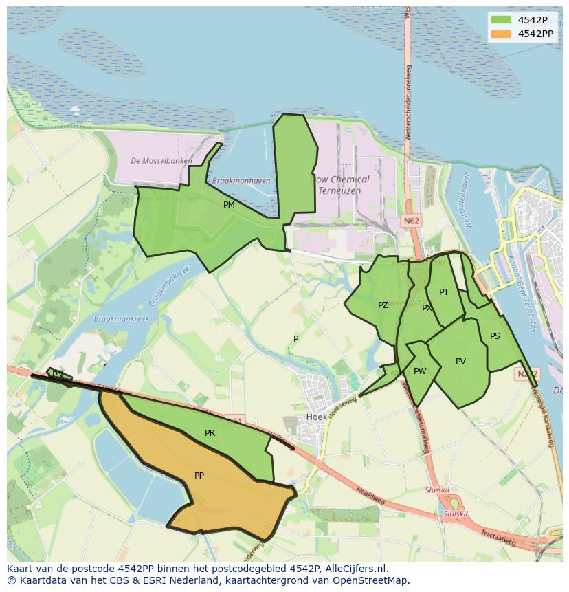 Afbeelding van het postcodegebied 4542 PP op de kaart.