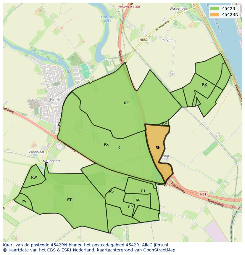 Afbeelding van het postcodegebied 4542 RN op de kaart.