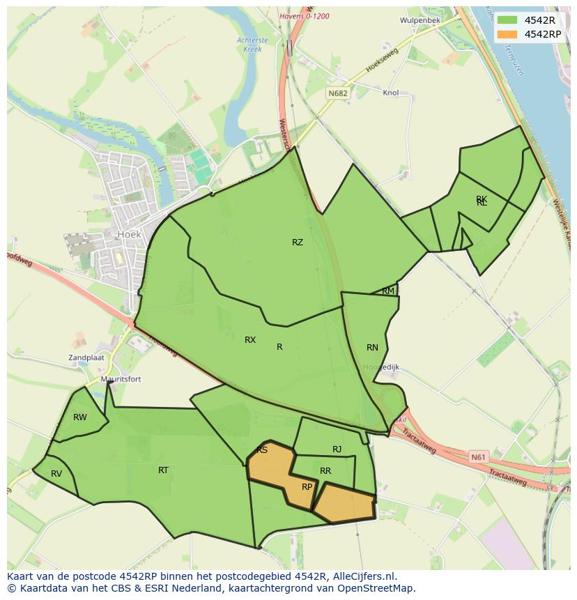 Afbeelding van het postcodegebied 4542 RP op de kaart.
