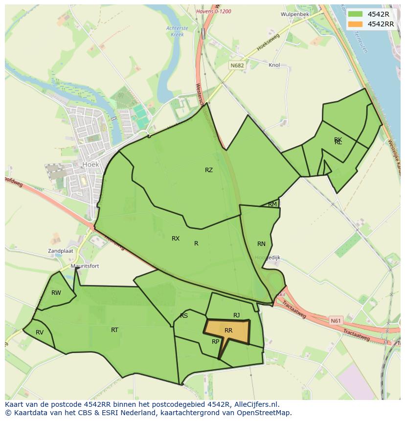 Afbeelding van het postcodegebied 4542 RR op de kaart.