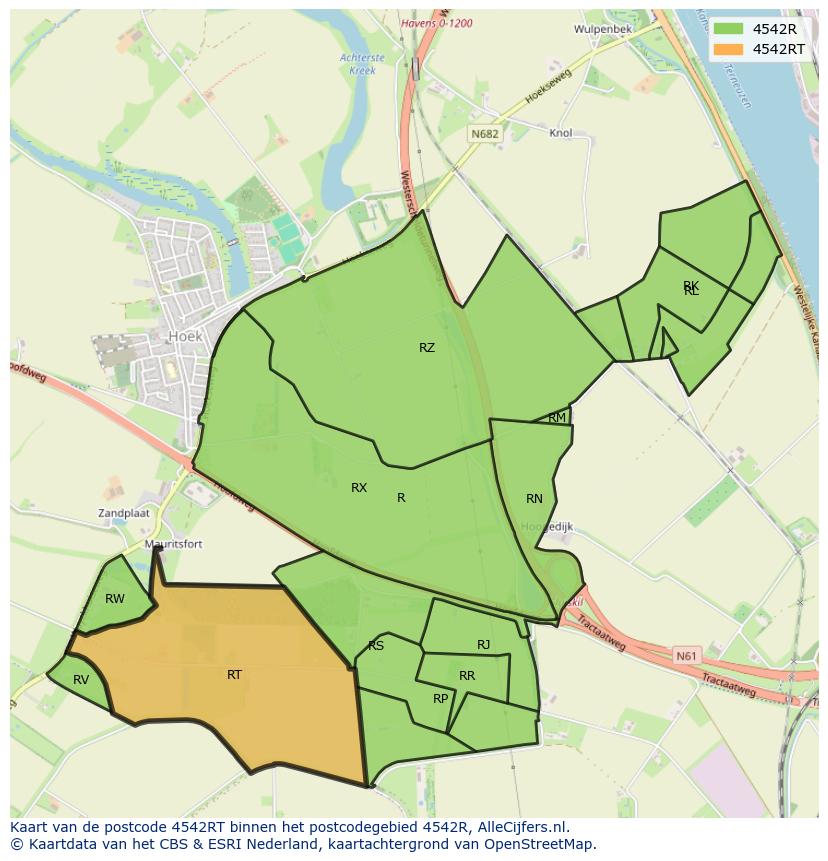 Afbeelding van het postcodegebied 4542 RT op de kaart.