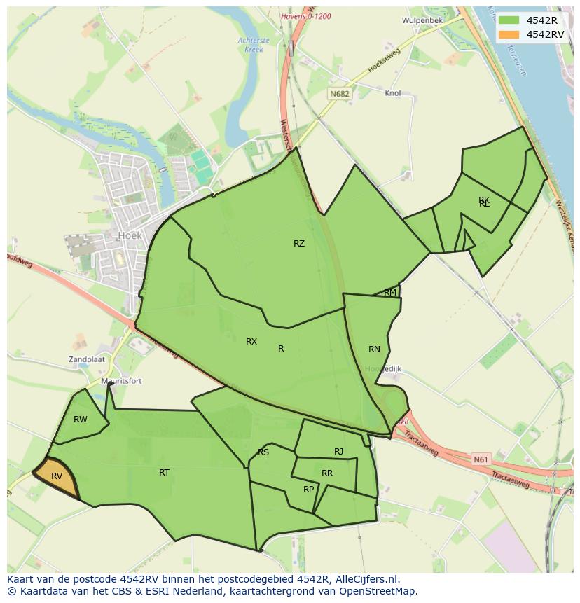 Afbeelding van het postcodegebied 4542 RV op de kaart.