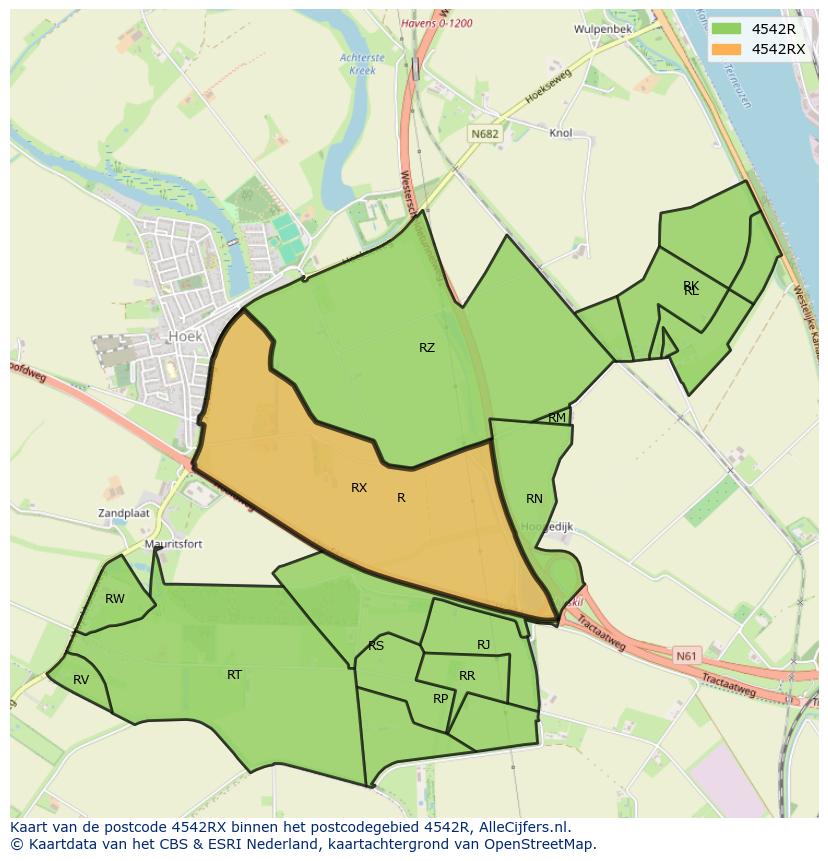Afbeelding van het postcodegebied 4542 RX op de kaart.