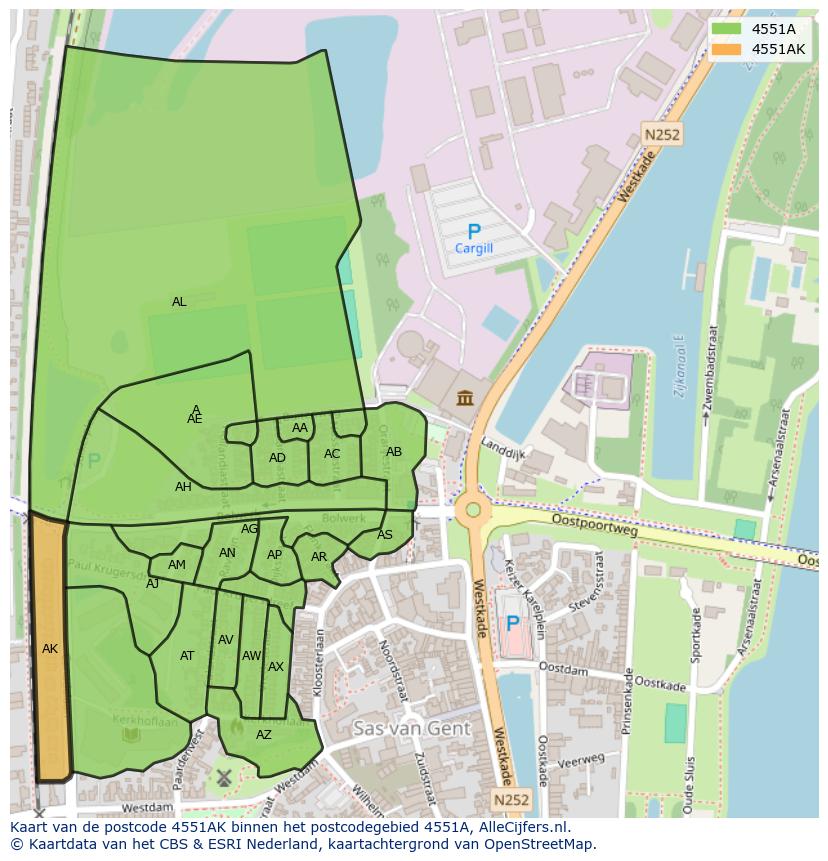 Afbeelding van het postcodegebied 4551 AK op de kaart.