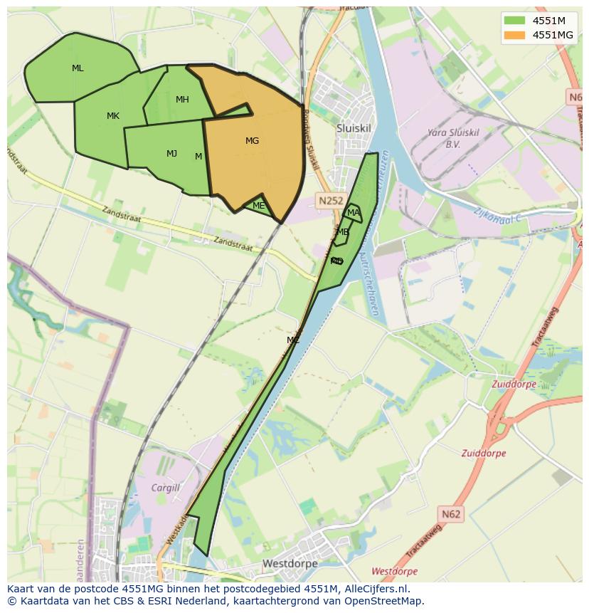 Afbeelding van het postcodegebied 4551 MG op de kaart.