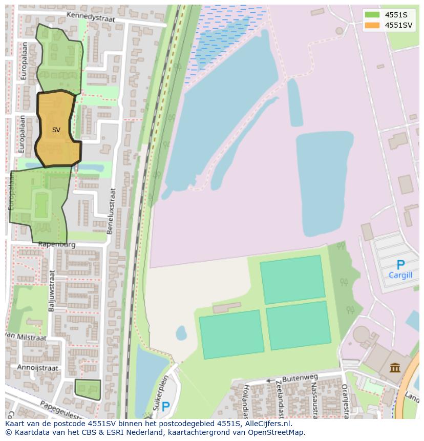 Afbeelding van het postcodegebied 4551 SV op de kaart.
