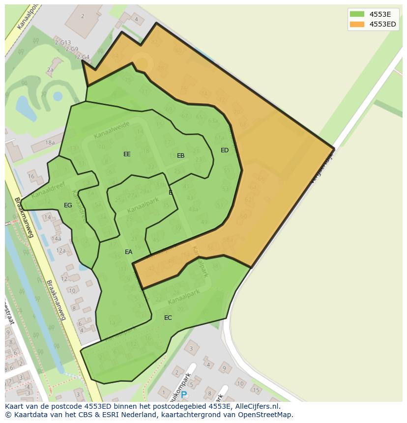 Afbeelding van het postcodegebied 4553 ED op de kaart.