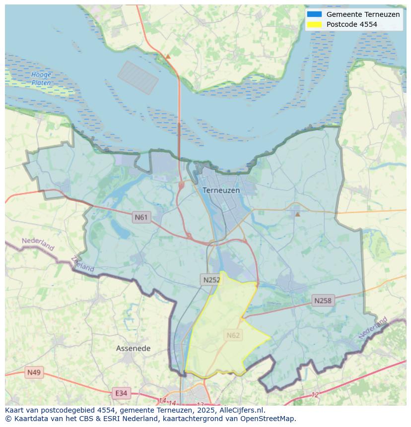 Afbeelding van het postcodegebied 4554 op de kaart.