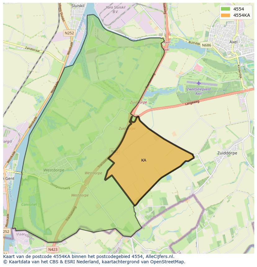 Afbeelding van het postcodegebied 4554 KA op de kaart.