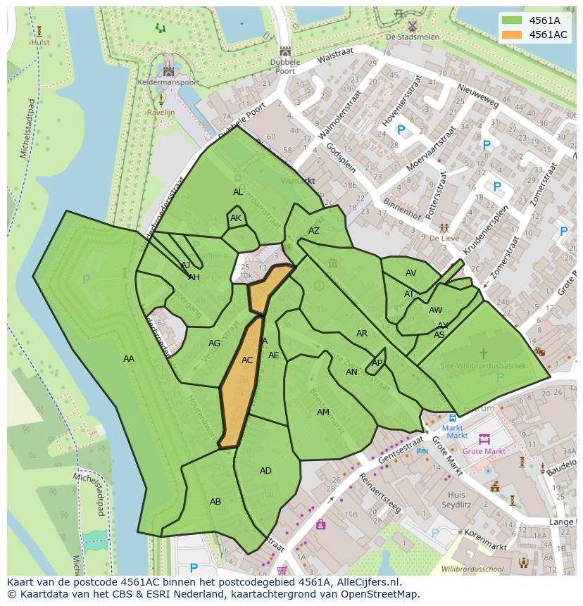 Afbeelding van het postcodegebied 4561 AC op de kaart.