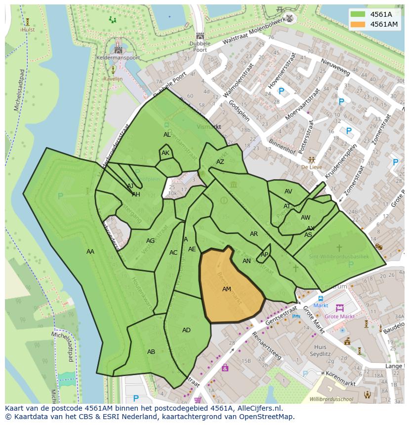 Afbeelding van het postcodegebied 4561 AM op de kaart.