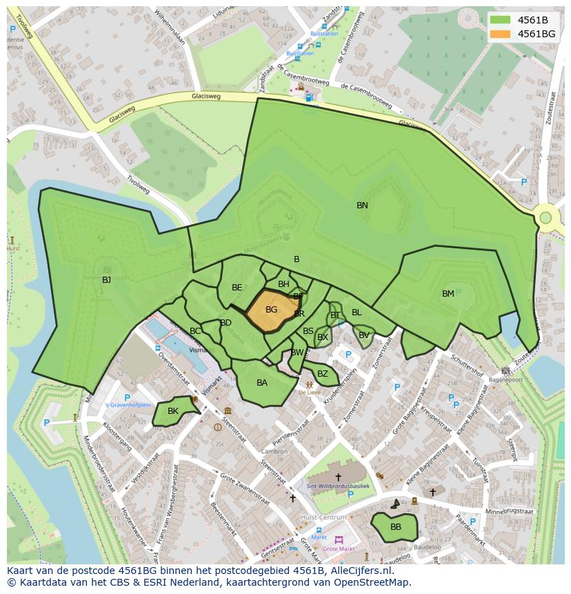 Afbeelding van het postcodegebied 4561 BG op de kaart.