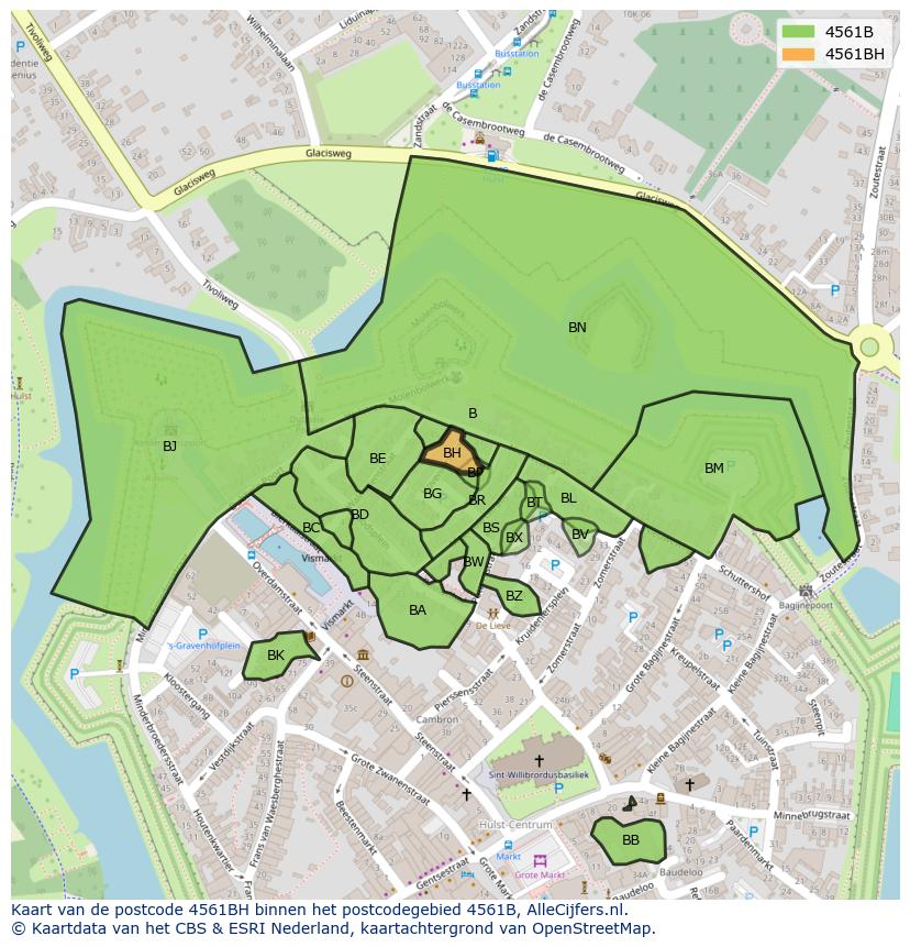 Afbeelding van het postcodegebied 4561 BH op de kaart.