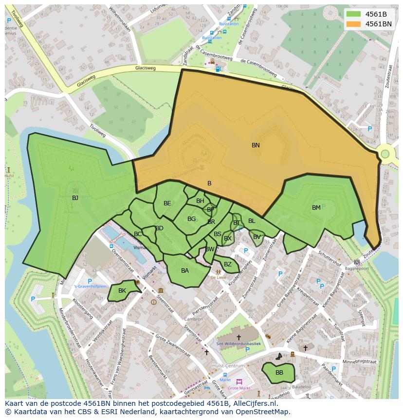 Afbeelding van het postcodegebied 4561 BN op de kaart.