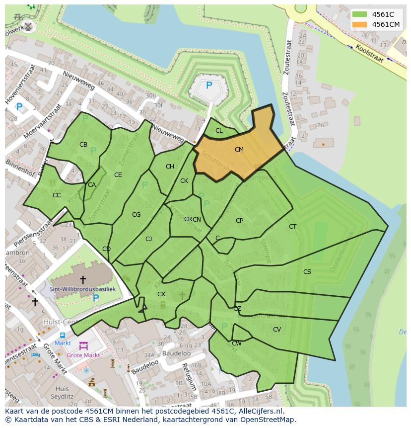 Afbeelding van het postcodegebied 4561 CM op de kaart.