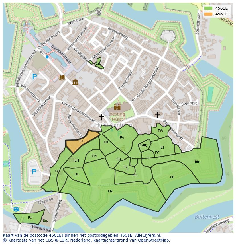 Afbeelding van het postcodegebied 4561 EJ op de kaart.