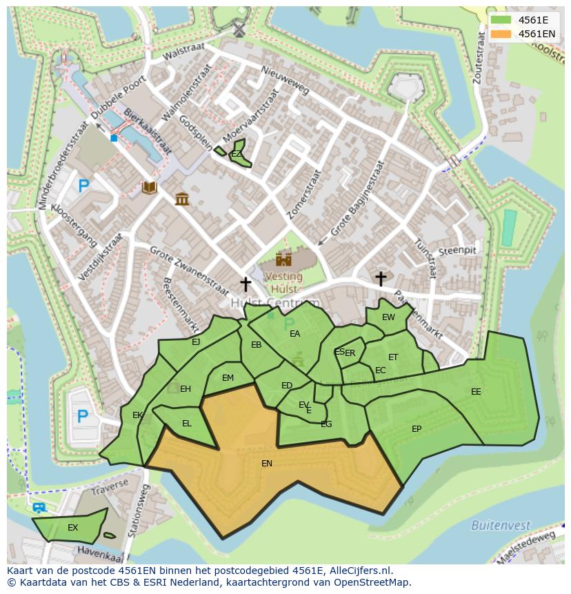 Afbeelding van het postcodegebied 4561 EN op de kaart.