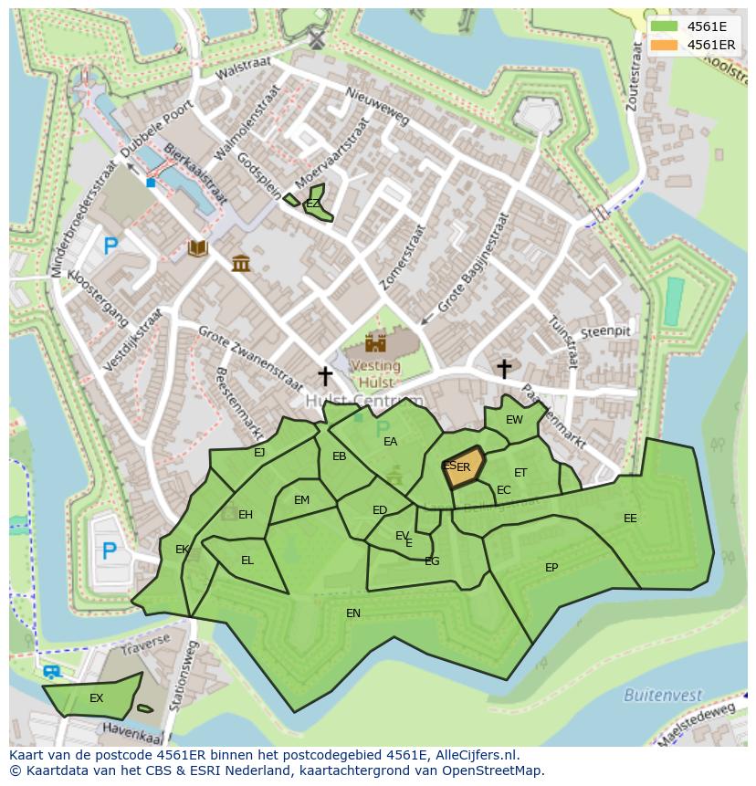 Afbeelding van het postcodegebied 4561 ER op de kaart.