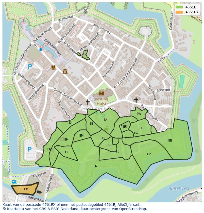 Afbeelding van het postcodegebied 4561 EX op de kaart.